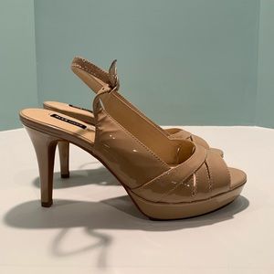 Nude open toe slingback sandals